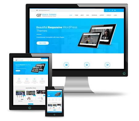 Featured image for Gracethemes There is a computer monitor, tablet and phone - Gracethemes