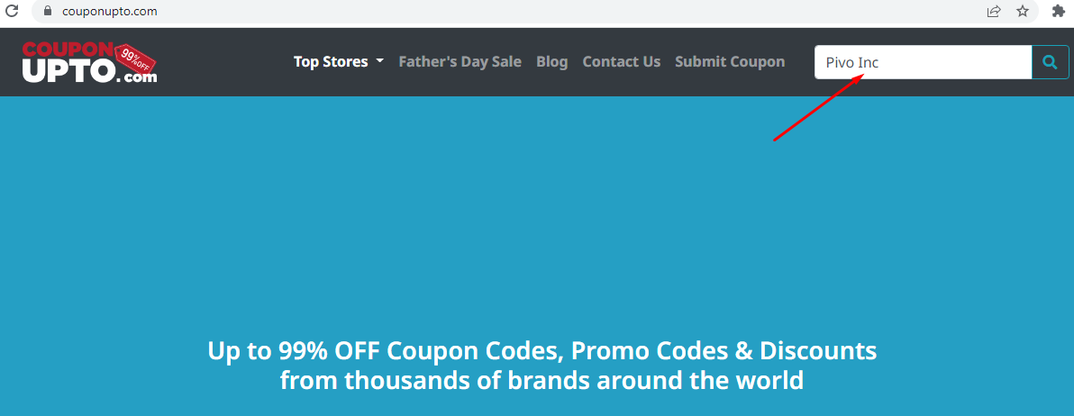 Go to Couponupto.com and type Pivo Inc