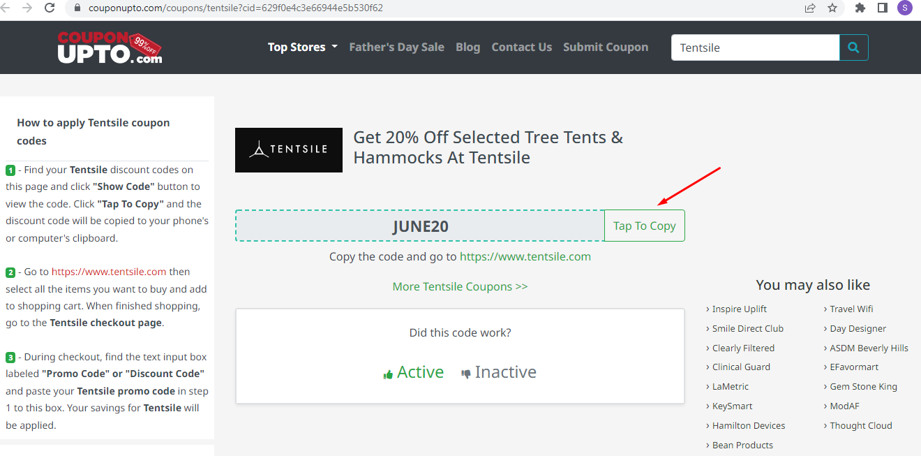 Click Tap To Copy to take Tentsile coupon code
