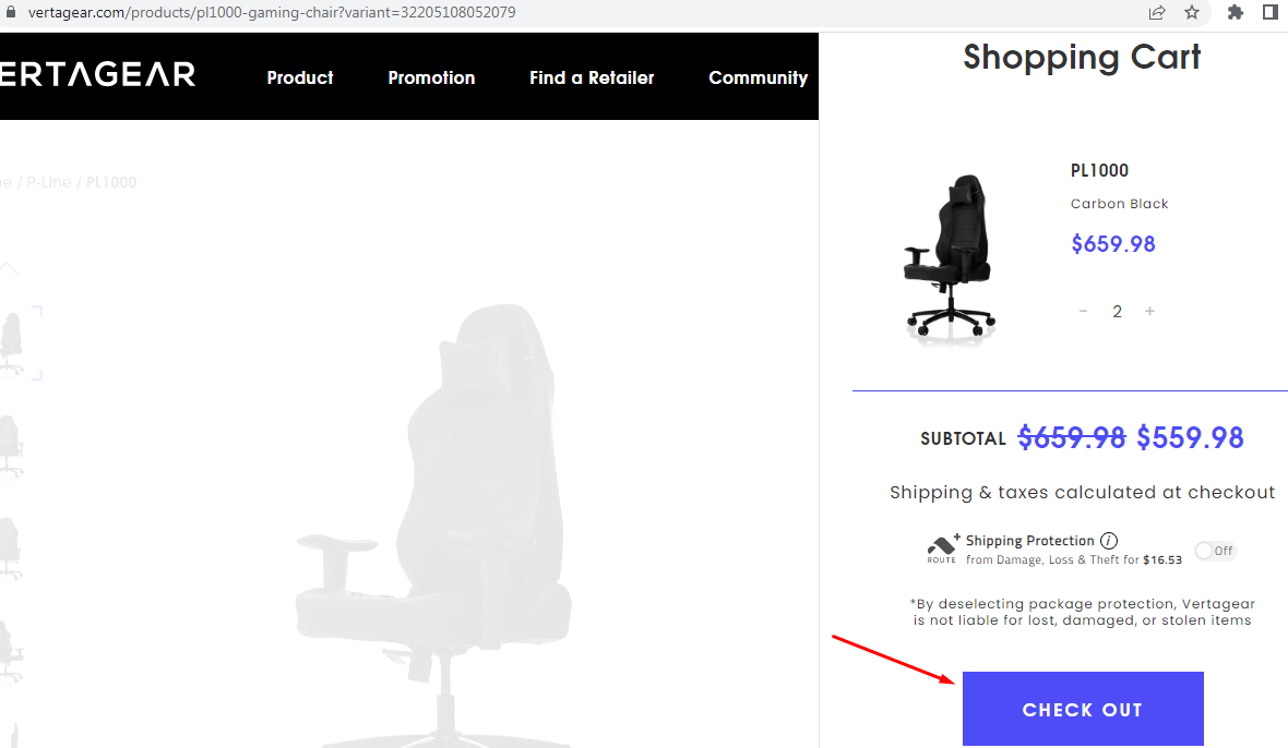 Shopping at Vertagear Shopping at Vertagear