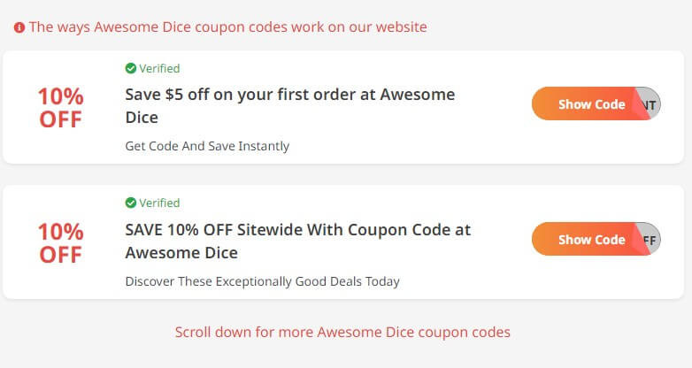 Follow our steps to get active Awesome Dice discount code