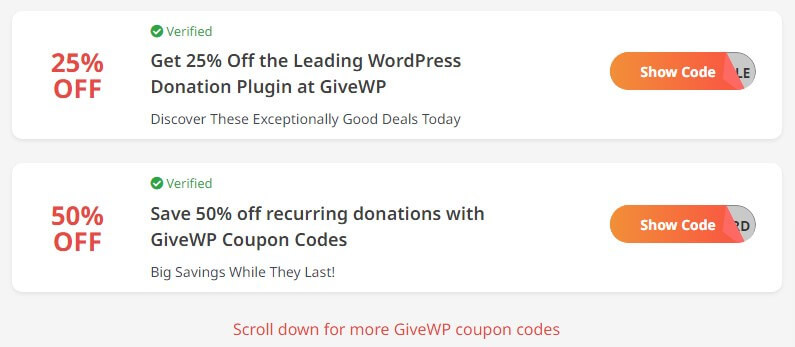 Get GiveWP coupon codes on Couponupto.com now Get GiveWP coupon codes on Couponupto.com now