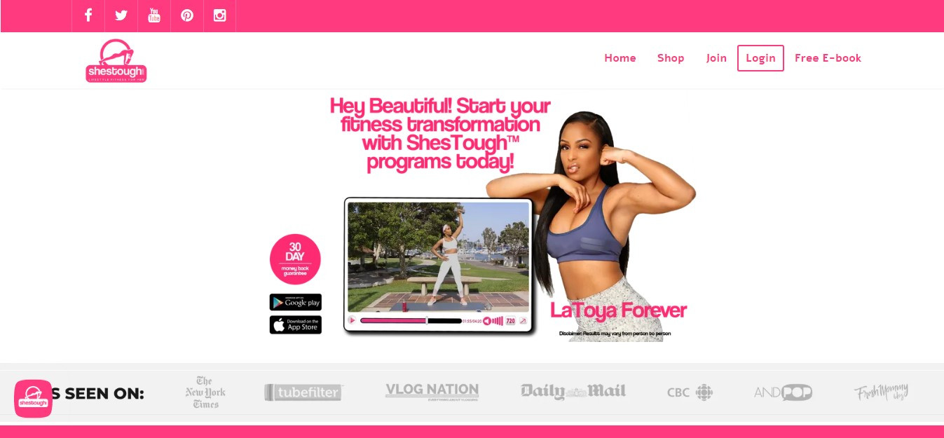 Shestough website a tough woman is wearing sport bra