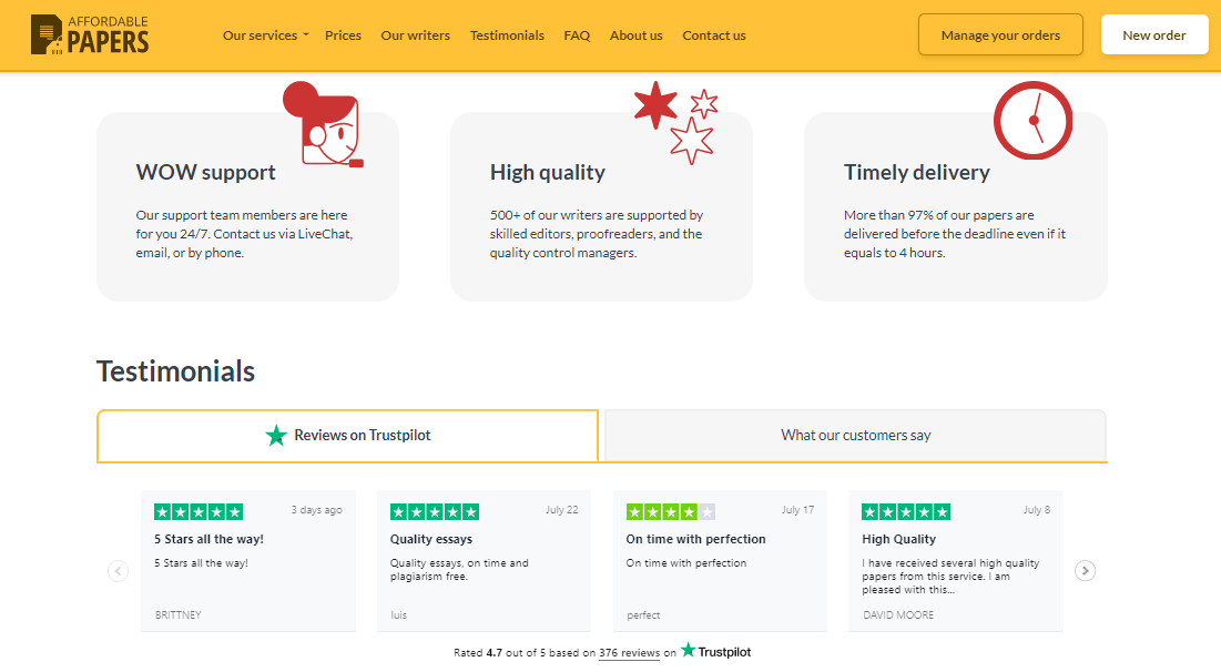 Affordable Papers features