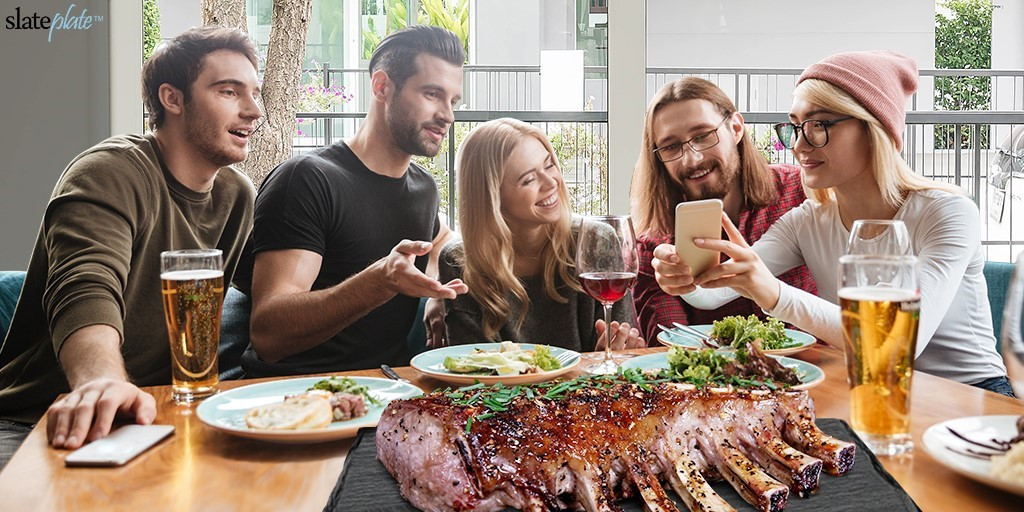 Pork ribs on a large slateplate is fantastic!