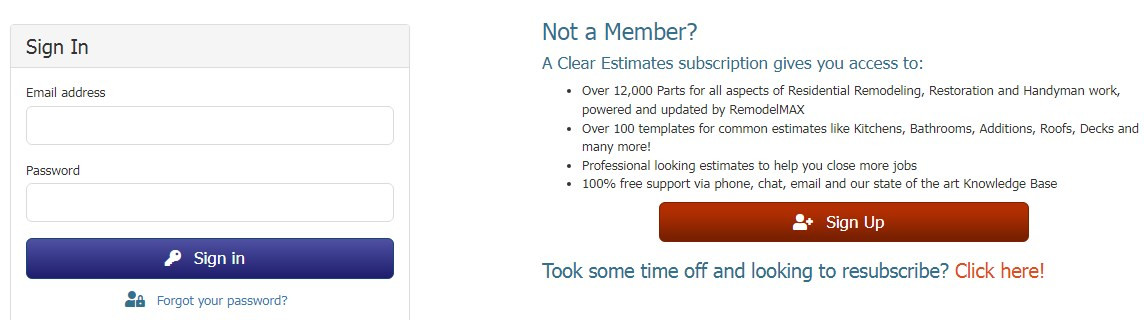 Clear Estimates Login Clear Estimates Login