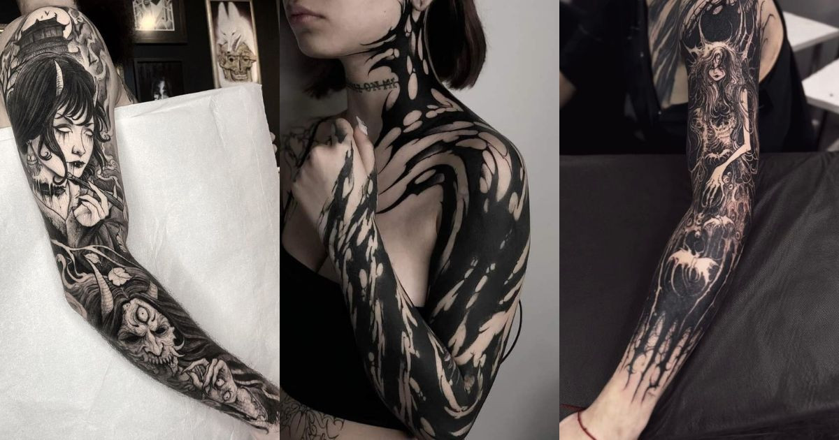 17+ Bold Blackout Tattoo Sleeve Ideas for a Striking Statement