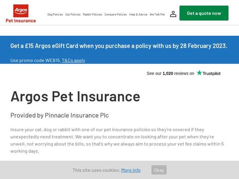 Argos Pet Insurance UK Coupons and Promo Code