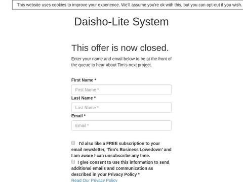 Daisho.Timlowe.Com Coupons and Promo Code
