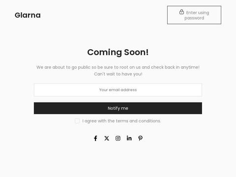 Glarna Coupons and Promo Code