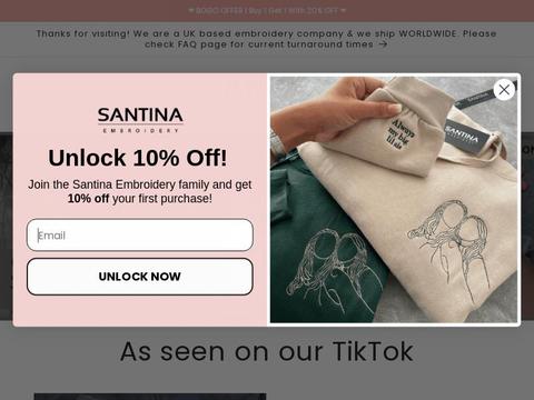 Santina Embroidery Coupons and Promo Code