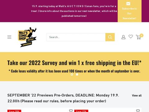 Walt's Comic Shop Coupons and Promo Code