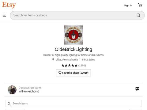 Oldebricklighting.Etsy.Com Coupons and Promo Code