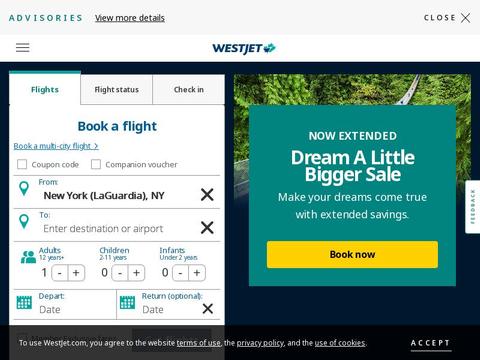 WestJet Coupons and Promo Code